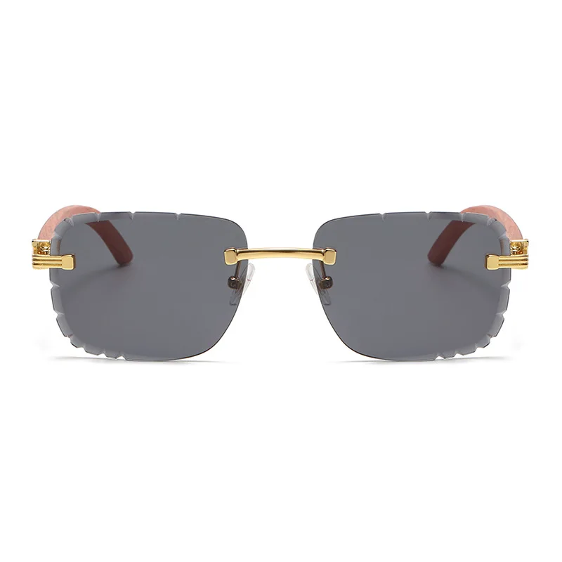 6049 Fashion Designer Rimless Gradient Cut Lens Sunglasses Women Metal Temples Sun Glasses UV400 Female Eyewear Wholesale