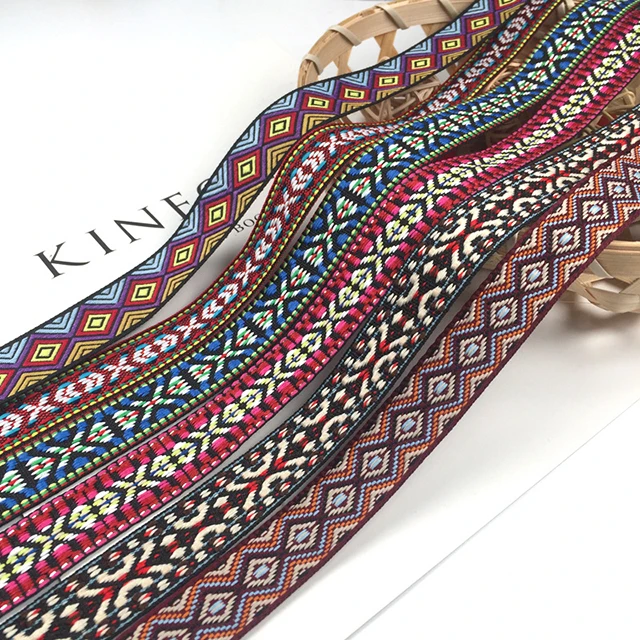 Wholesale Jacquard Webbing Fashion Ribbon trim For Bag Strap Musical Instrument Strap Hat Decoration Accessories
