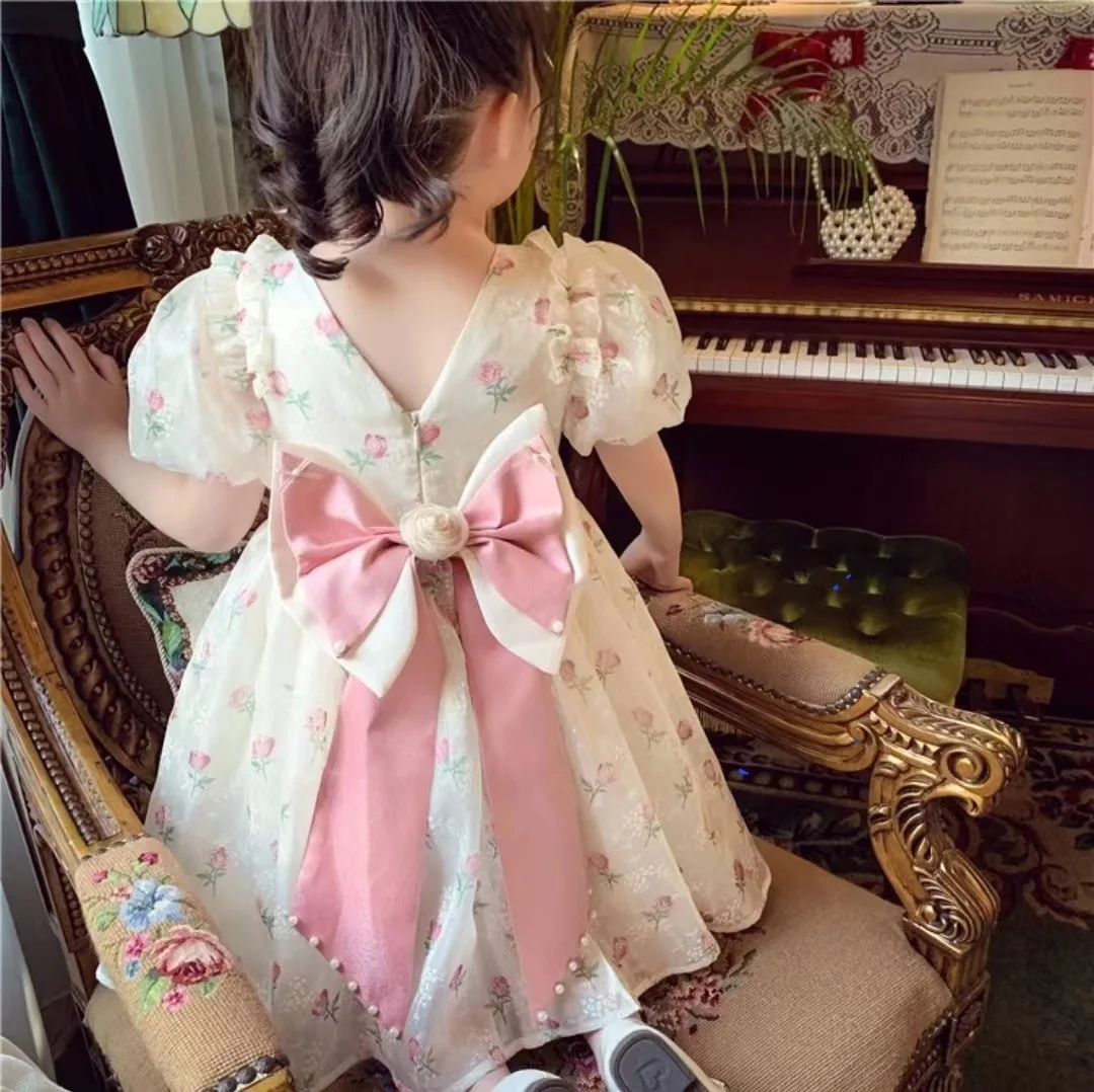 Custom Baby Birthday Dresses Summer Short Sleeve Fashion Children Princess Dress Baby Girl Clothes