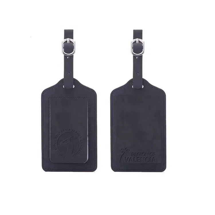 Customized Logo Pressed PU Golf Bag Tags Split leather Name Tags  Upper Leather Golf Luggage Tags
