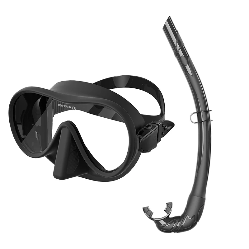 2024 New CE Certified Silicone Dry Snorkel Mask and Set Single Tempered Glass Diving Gear Equipment for Adult Swimming