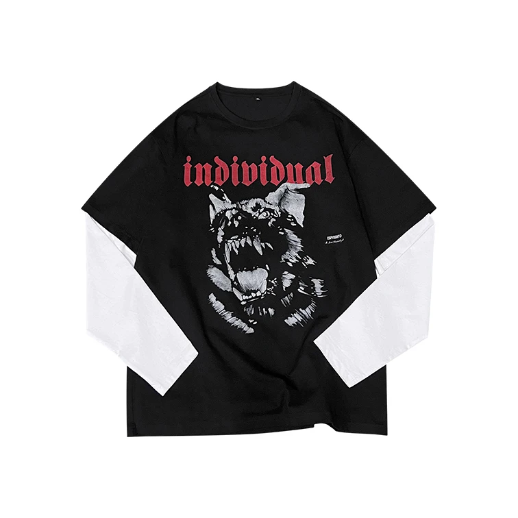 custom black vintage oversized heavyweight long sleeve t-shirt for men long sleeve t shirt double layered long sleeve t shirt