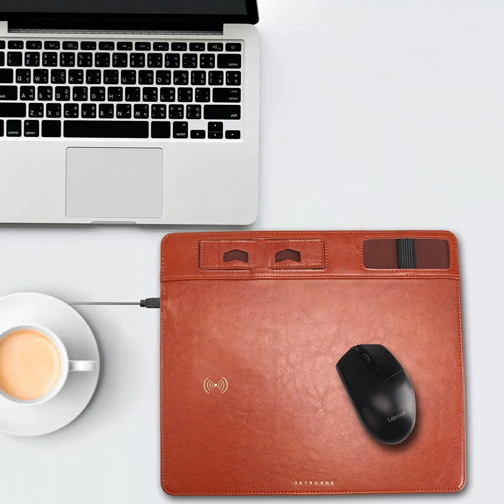 Multi-functional wireless charging mouse pad waterproof and non-slip creative mobile phone stand desk storage game mouse pad