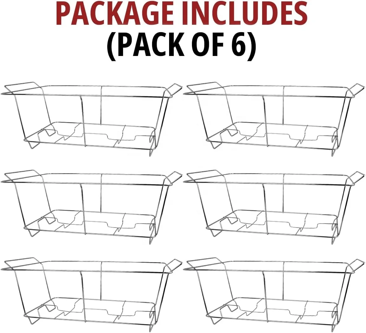 6 Pack Chafing Wire Rack Buffet Stand Frame for Events, Parties, Catering, Chafing Stand for Dish Serving Trays, Food Warmer