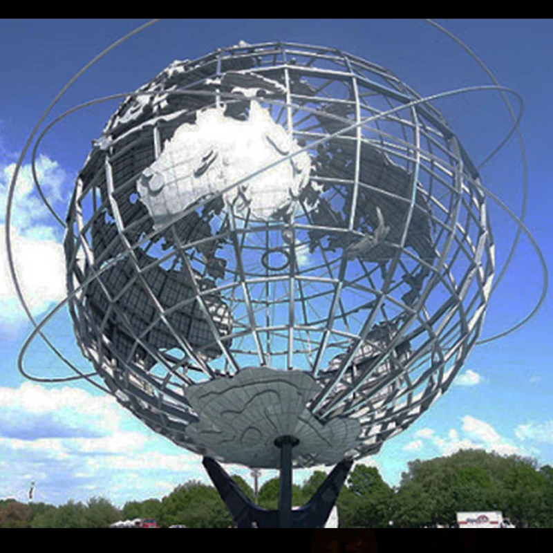 Outdoor garden large metal stainless steel globe sculpture