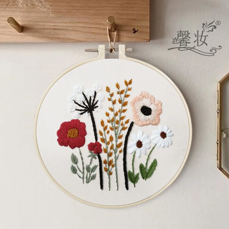 Flower Theme Cross Stitch Kits for Beginners,DIY Embroidery Needlepoint Kits for Adults Kids