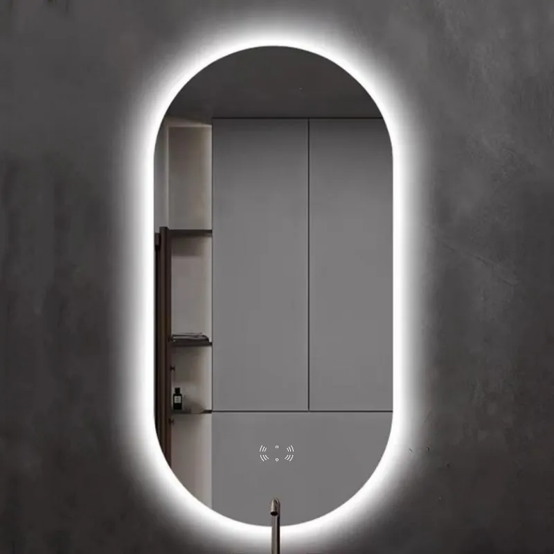 Custom only 1 switch human body induction Dimming Backlit Led bathroom mirror shatterproof Led Make Up Mirror With Demister Pad