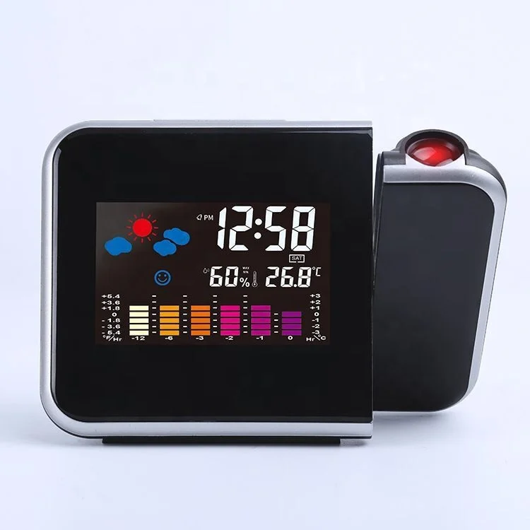 KH-CL002 Projection Time Digital Weather Forecast LCD Display Projector Color Screen Calendar Snooze Alarm Clock
