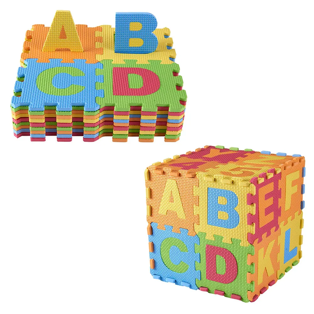 ABC123 Alphabet Baby Play Mat, Soft EVA Foam Jigsaw Puzzle with 36 PCS for Baby Kids Children