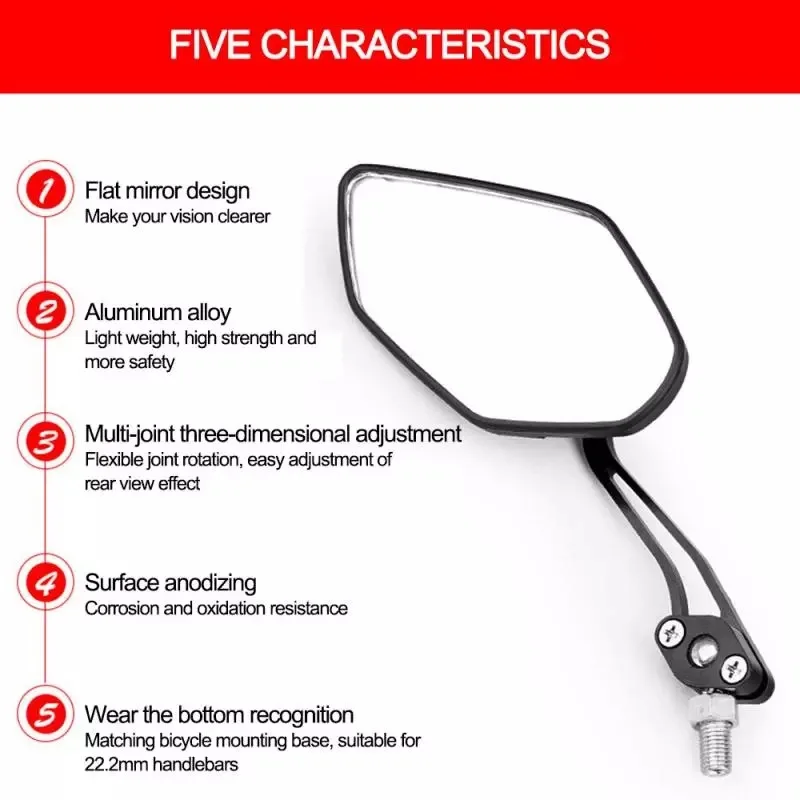Clear Road Bicycle Mirror 360 Degree Rotation Adjustable Handle Bar Mirrors Bike Mirror For Cruiser Chopper Scooter