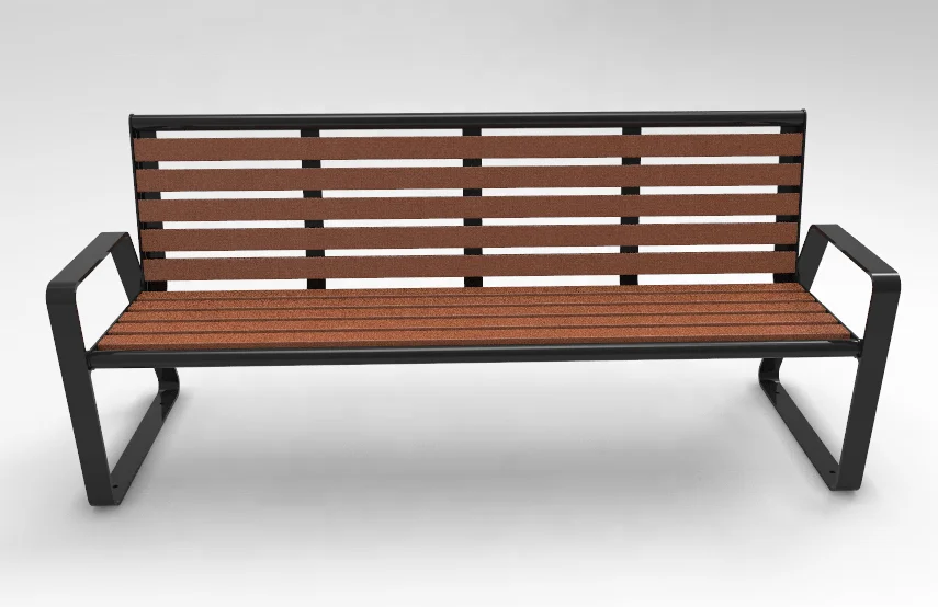 2022 NEW site furniture park furniture galvanized steel and HDPE lumber outside park bench chair outdoor plastic wood bench