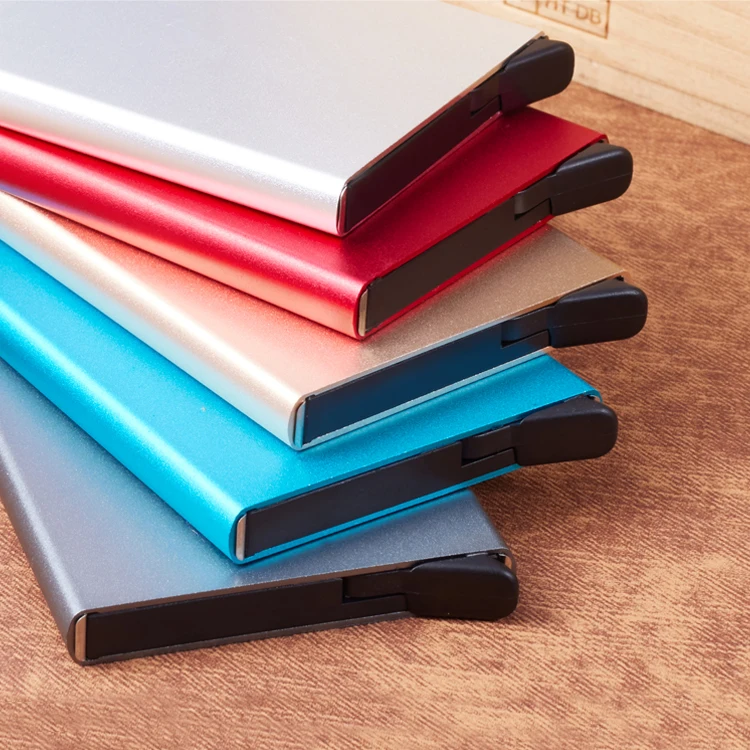 Fashionable Aluminum RFID Blocking Credit Card POP UP Card Holder
