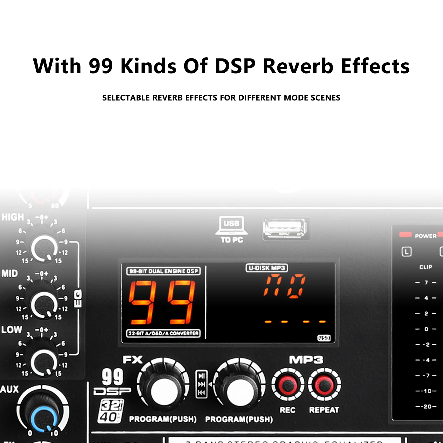 GAX-Q8 Recordio High Quality Audio Mixer Professional Digital Stage Mixer With 99SDP 7 Segment Equalizer