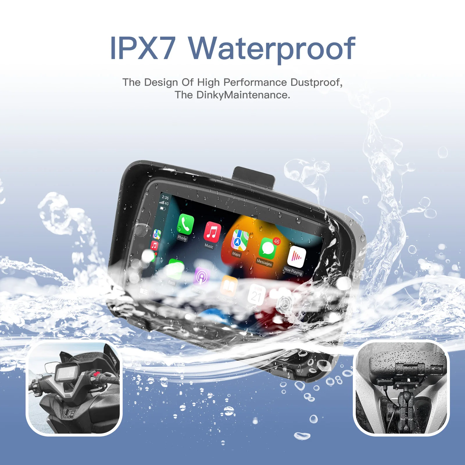 CARABC 5 inch Portable Motorcycle Dedicated Player Motorcycle Gps Navigator Android  Waterproof Bluetooth Dashboard Camera