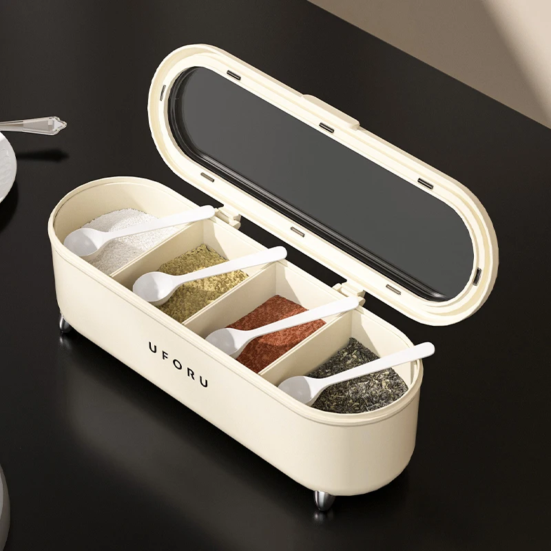 Kitchen Plastic Seasoning Storage Box Spice Organizer Box Household seasoning container Detachable salt and sugar storage box