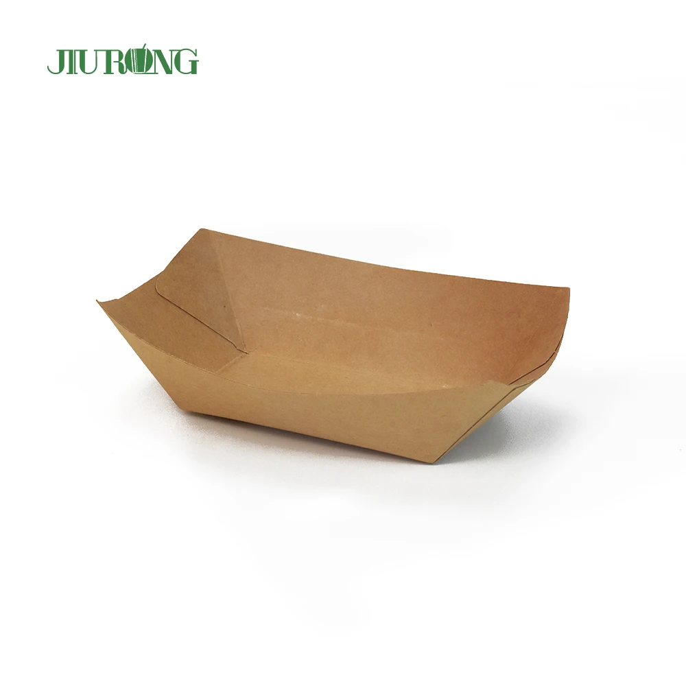 Sustainable Eco Friendly Disposable Snack Kraft Food Paper Tray Food  Packaging Container
