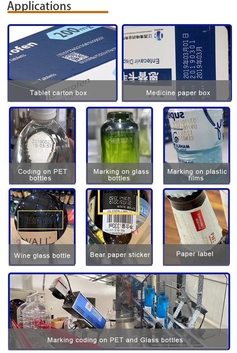 Industrial PET Bottle CO2 Laser Printer CO2 Laser Date and Batch Code Printer Fully Automatic CO2 Laser Marking Machine