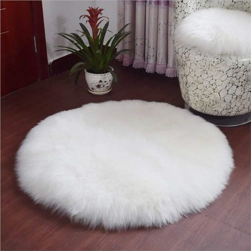 Baby Warm Soft Durable Washable Large Floor Floor Furry White Faux Fur Sheepskin Area Rug