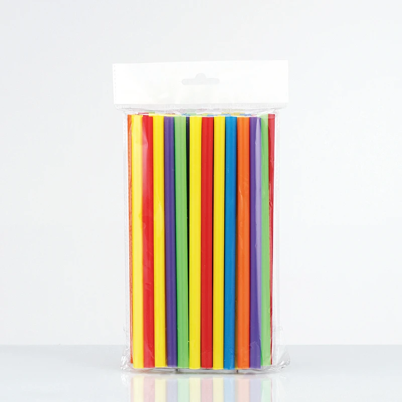 Custom Slanted Plastic Milk Bubble Tea Milkshake Smoothie Drinking Straws Jumbo Plastic Straws Individually Wrapped Logo Printed