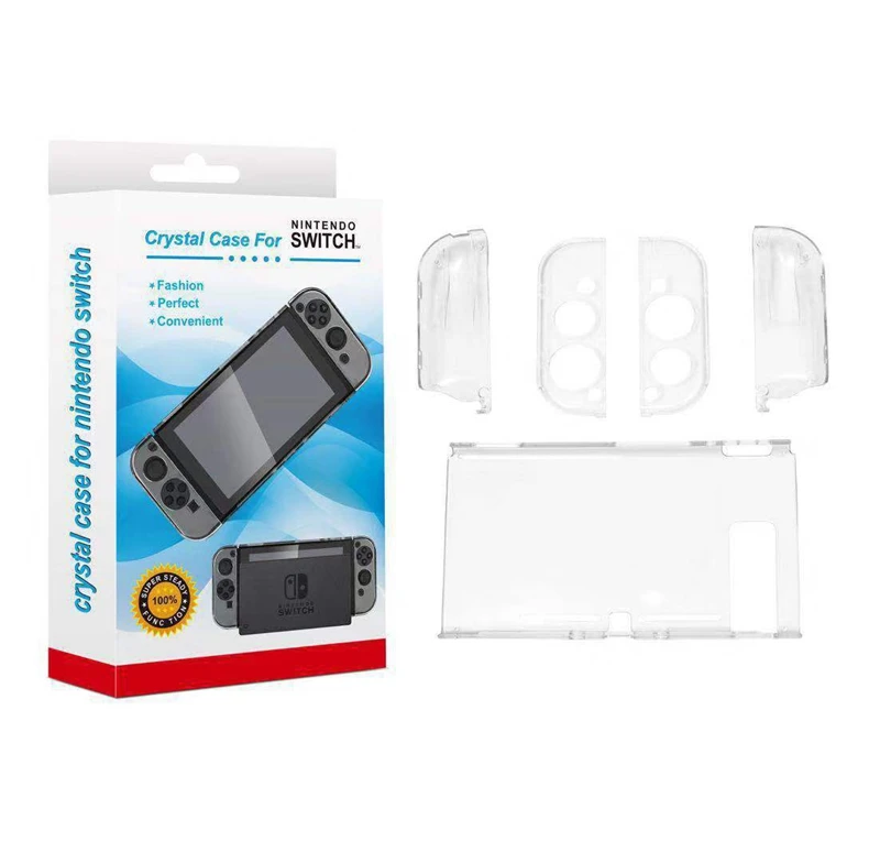 CoolRabbie Transparent Crystal Hard Cover Protective Clear Case Shell For Nintendo Switch Console And JoyCon Controllers