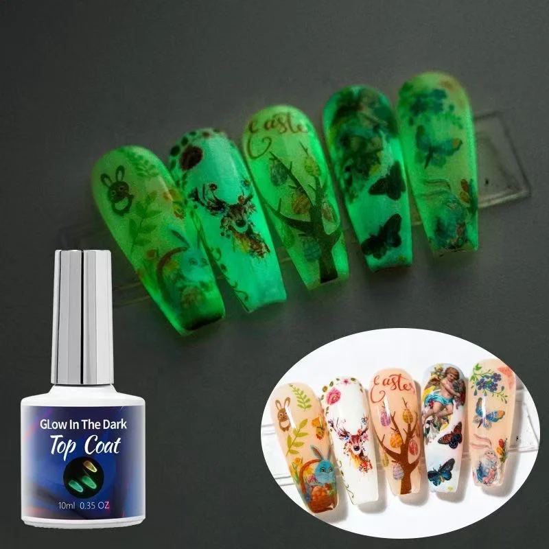 Fluorescent Soak Off Nail Art Gel Varnish Glow In the Dark Top Coat Luminous Nail Gel Polish
