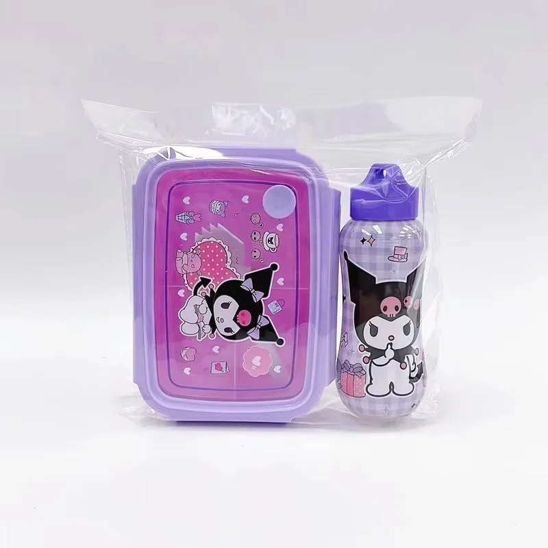 Runjoy kawaii kulomi with friend lunch box anime melody cinnamoron large Capacity with water bottle student gifts bento box set