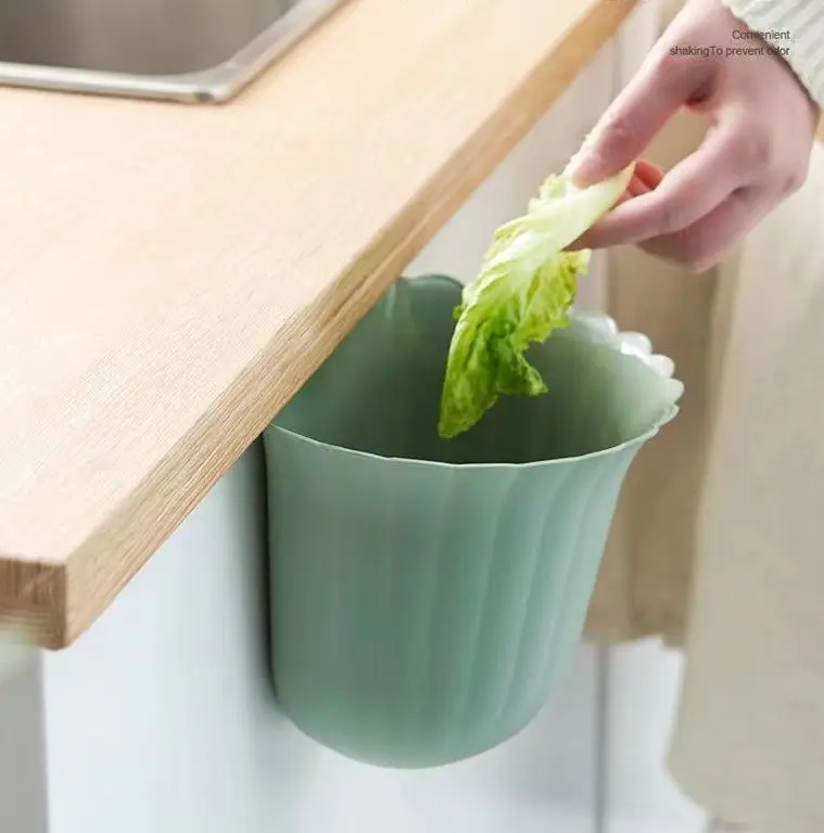 Wall-mounted Trash Can Flower Style Household Kitchen Waste Countertop Trash Can Kitchen Cabinet Door Hanging Labor-saving
