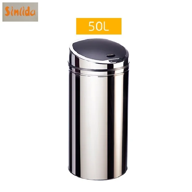 Infrared Sensor Dustbin Garbage Bin Trash can Waste bins with half-chromed round top cover