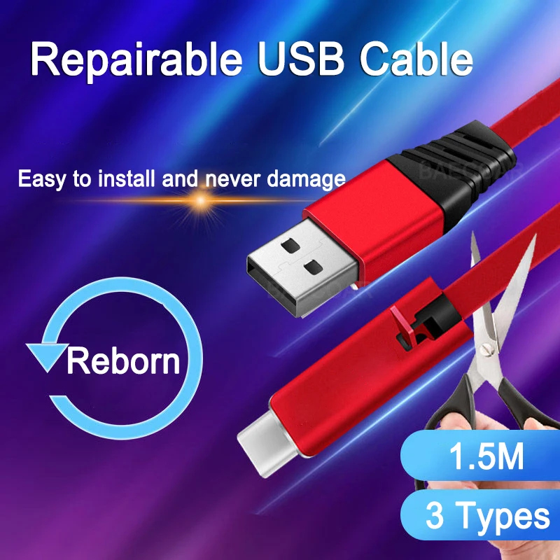  Ремонтный USB-кабель для синхронизации данных 3A шнур быстрой зарядки кабель ремонта переработка возобновляемый зарядный адаптер Xiaomi