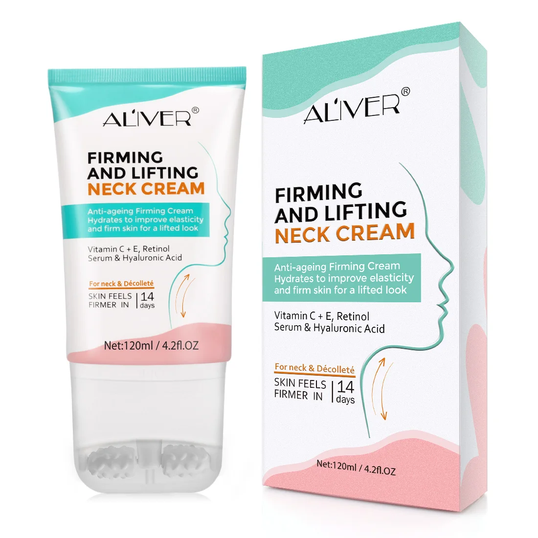 Aliver Neck Cream Double Roller V-type Beauty Neck Cream Anti-aging Lifting Firming Neck Cream Skin Care Product For Women