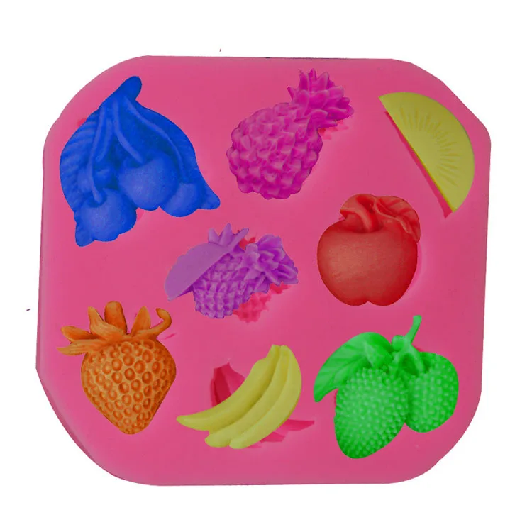 Mini strawberry apple pineapple banana different fruit designed fondant chocolate cake decorating molds