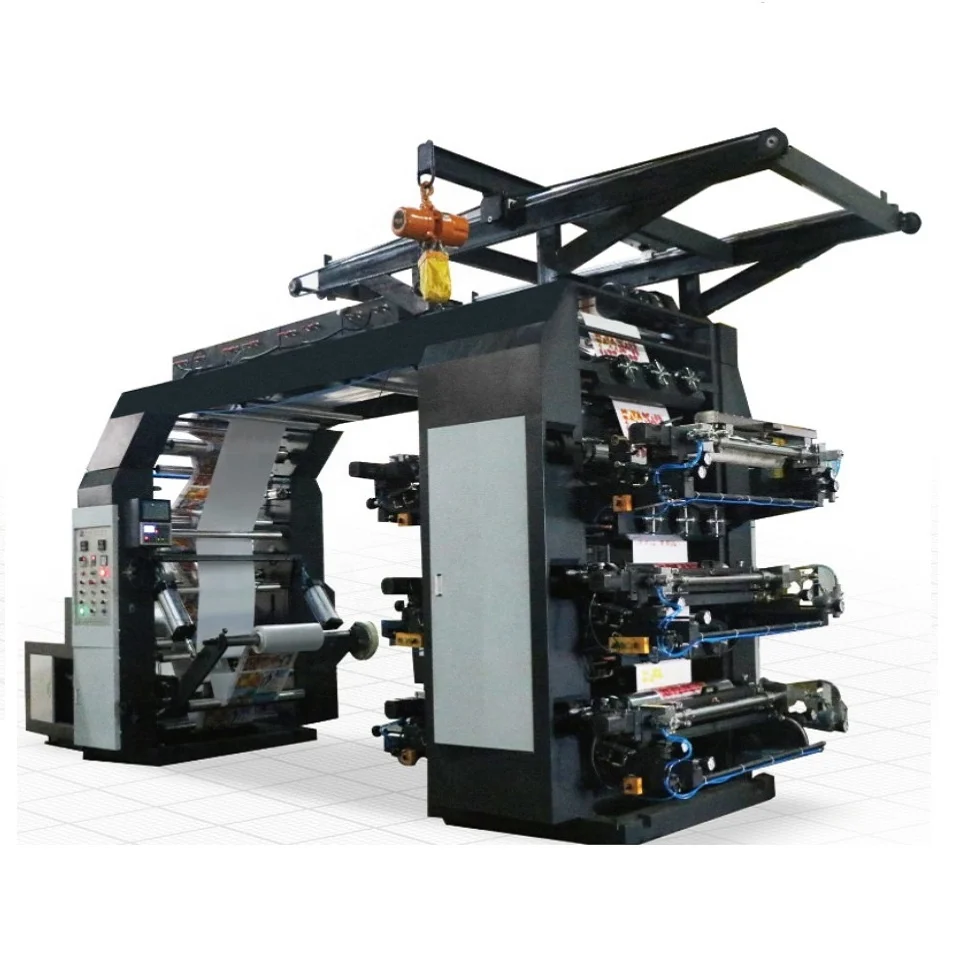 PP Woven Fabric Roll to Roll High Speed Six 6 Color Flexographic Printing Machine with Ceramic Anilox Roller