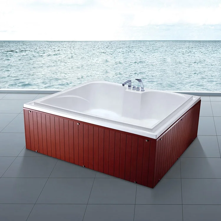 2 person indoor hot tub/ wooden frame bathtub/ luxury massage bathtub with tv