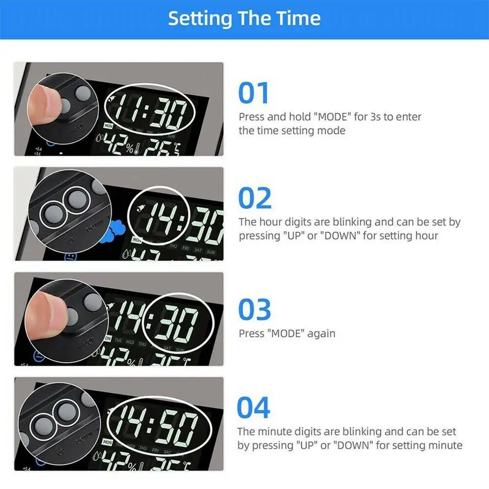 Color Screen Calendar Rotating Electronic Clock Digital Projection Alarm Clock