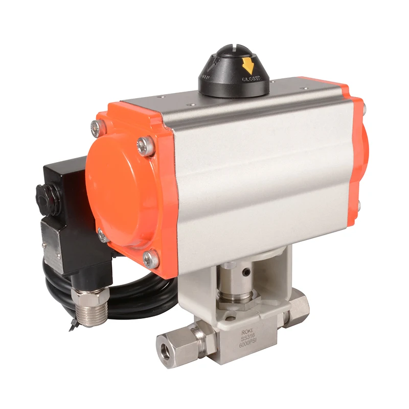 Stainless Steel 6000psi Pneumatic Compression Ball Valve with Explosion Proof Coil