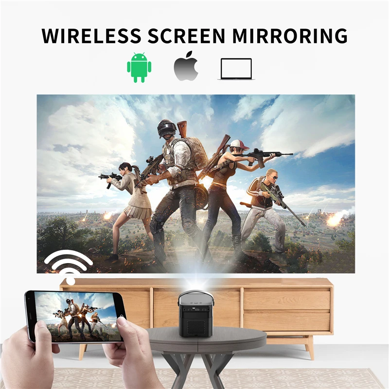 Rechargeable Battery Multi-Interactive 2+32GB 300 ANSI High Brightness Portable WIFI Projector 4K 3D HD Projector