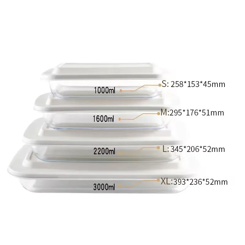 Glass baking tray microwave steaming oven with lid utensil high temperature resistant tableware household container fish plate