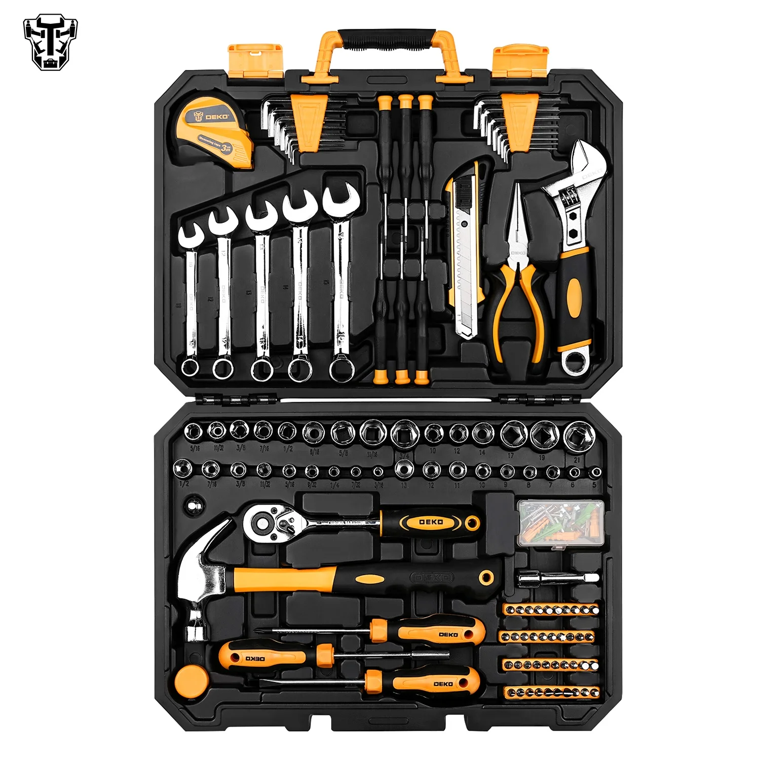 DEKO DKMT158 Professional Car Repair Tool Set with Blow-Molding Box Atuo Ratchet Spanner Screwdriver Socket Mechanics Tools Kit