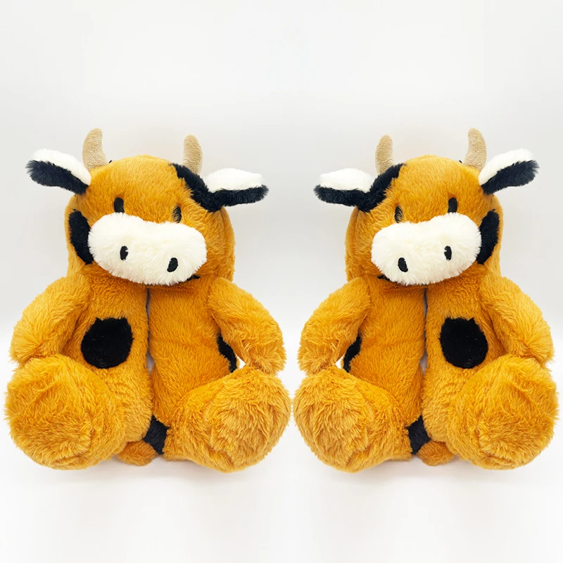 Hot Sale Kawaii Animal Plush Slippers Plush Comfortable Indoor Shoes Milk Cow Stuffed Slippers for Kids Adults