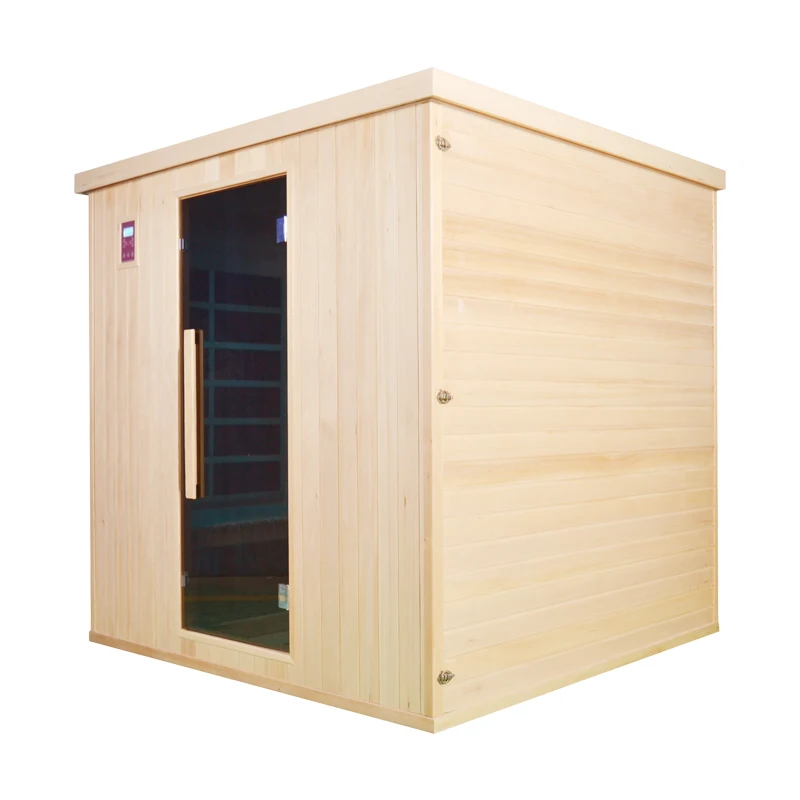 hemlock wooden infrared heat sauna room with chair