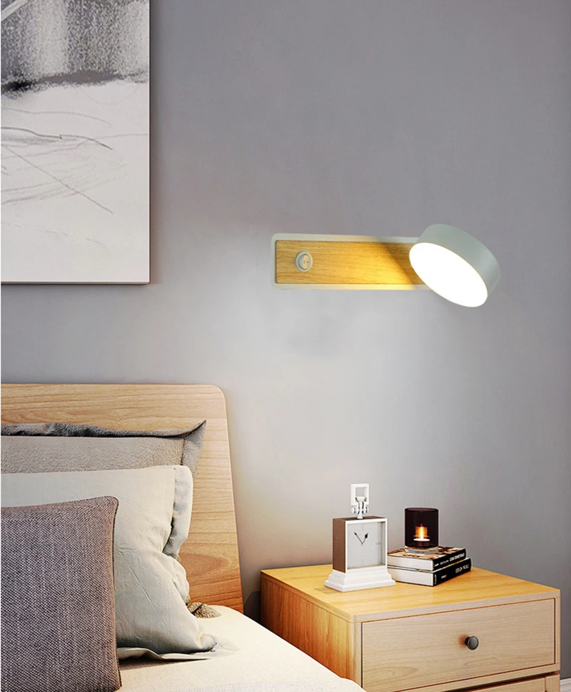 Factory Direct 350 Degree Rotating Bedside Bedroom Office Hotel Rotary Led Wall Light Lamp Lights With Switch