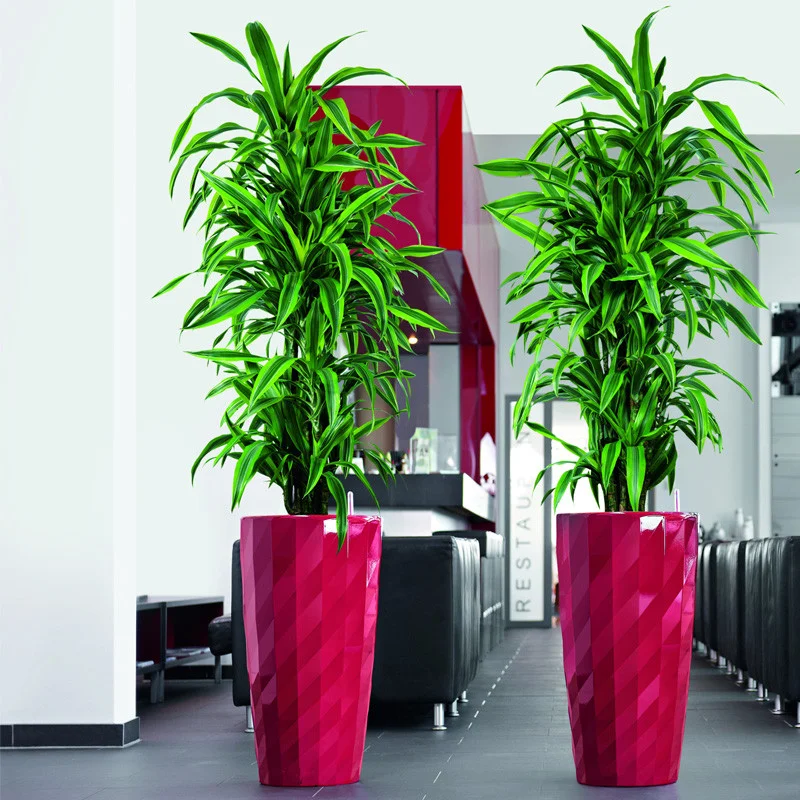Mid Century Modern outdoor indoor large size plastic office maceta commercial flower pots with self watering system