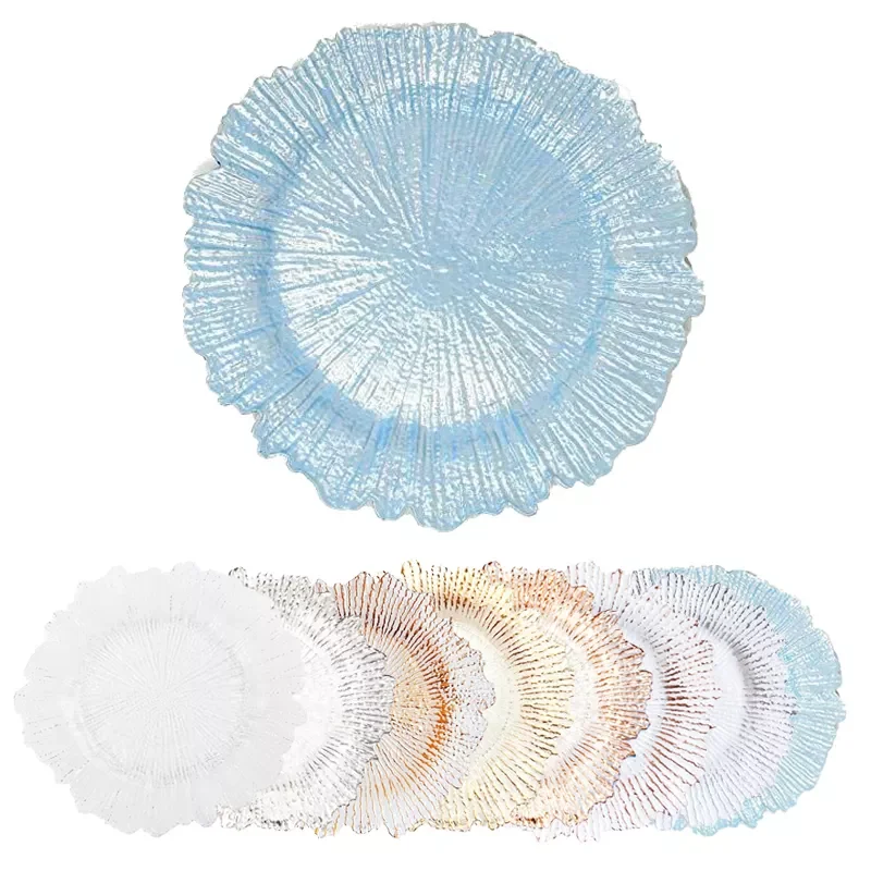 Wholesale Plastic Wedding Event Sunflower Shape Charger Plates Table Decorative Reef Charger Plates