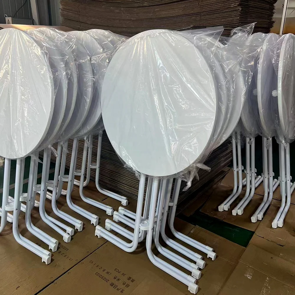 High Quality Outdoor Casual Round Folding Table Portable Garden White High Bar Table Wood Added Around Edge