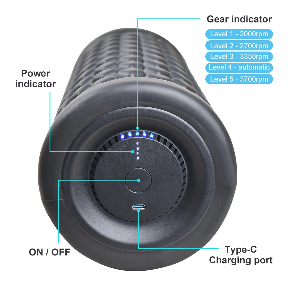 electric 5 speed vibrating wave muscle roller physical therapy back foam rollers for post-exercise muscle recovery
