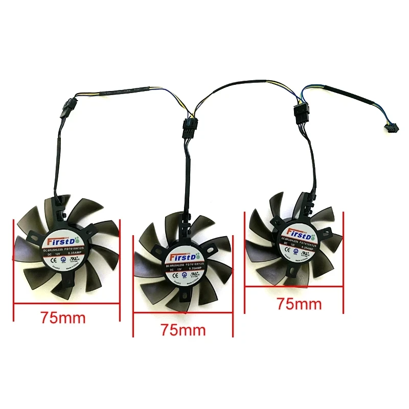 NEW 3PCS 75MM FD7010H12S 12V 0.35A Double ball bearing AMD Radeon VII GPU FAN For ASRock ASUS XFX Dataland MSI Yeston Sapphire