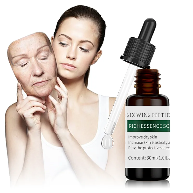 
Factory Wholesale 30ml Hyaluronic Acid Collagen Six Peptides Bottle Dropper Custom Private Label Hydrating Vitamin C Serum 