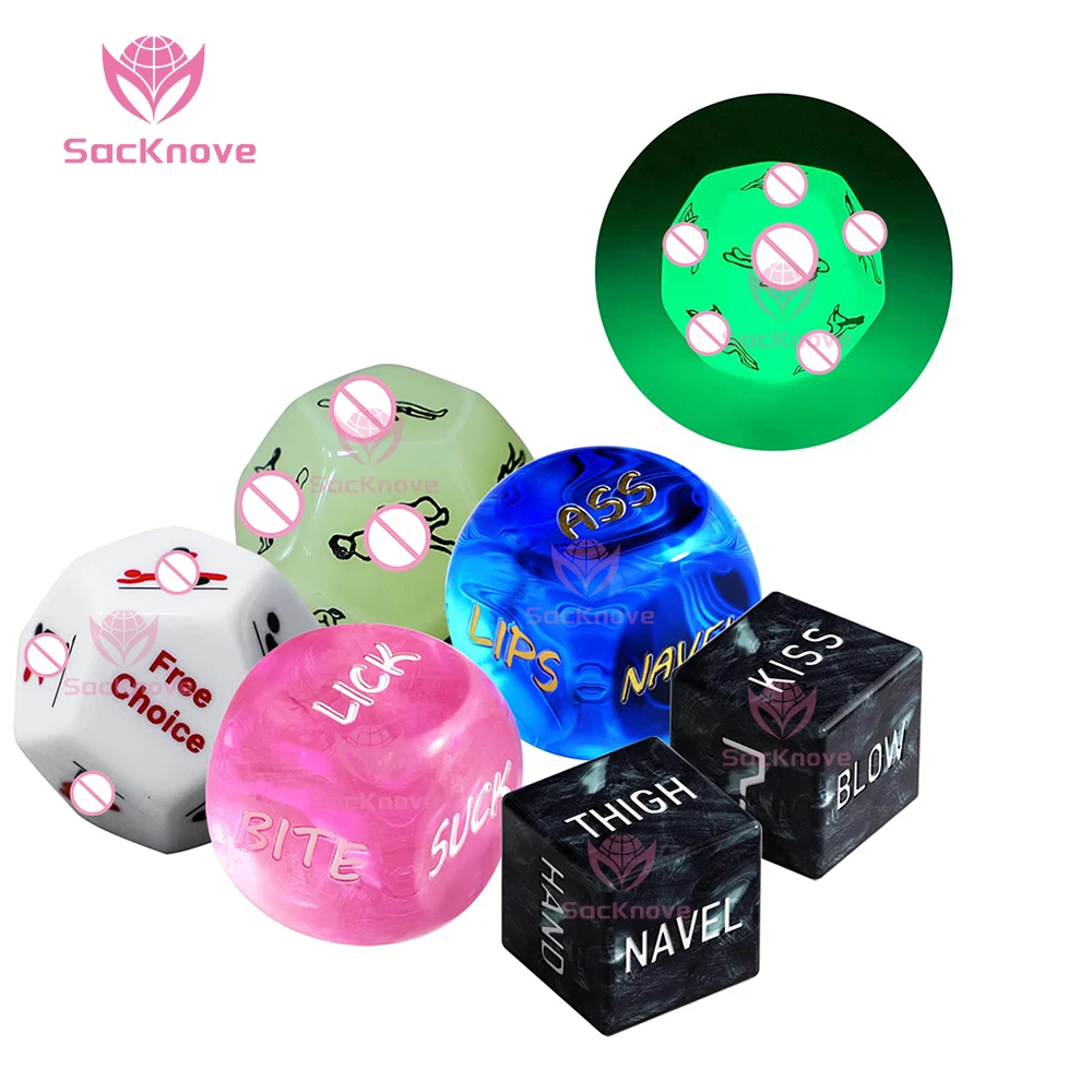 SacKnove Erotic New 6 In 1 Set Adult Lovers Positions Sex Toy Glow In The Dark Square Corner Date Night Naughty Love Dice Game