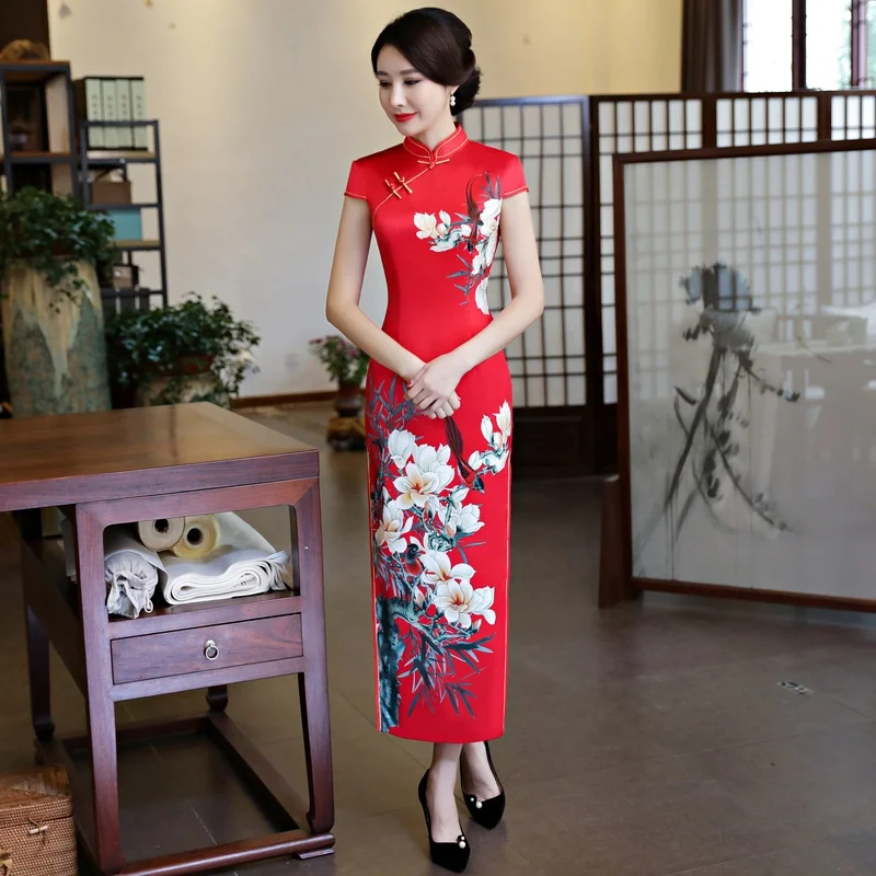 Женское облегающее платье классический костюм Qipao Tang с принтом традиционная китайская женская одежда
