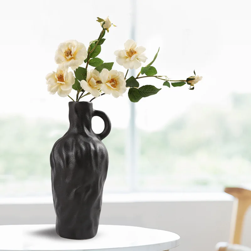 Nordic White Ceramic Vase Set of 3  Mini Porcelain Table Vase Modern Black Flower Vase Home Decor